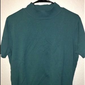 Teal Mock Neck Blouse